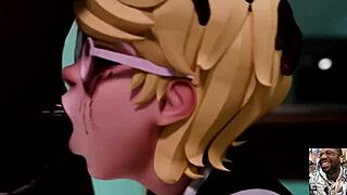 Judy squirts from anal fuck on bald pussy!