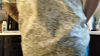 Pov captures wife bent over for quick doggystyle in her dripping wet pussy.