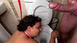 bbw brunette chokes on bbc deepthroat golden shower toilet humiliation