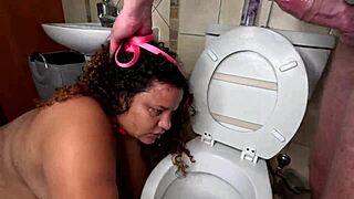 bbw brunette chokes on bbc deepthroat golden shower toilet humiliation