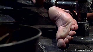 heart pounds for busty brunette's lezdom bondage torment