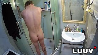 she jumps in quick shower before homemade sex cam show