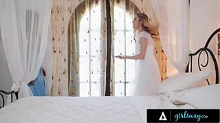 big tits august skye spanks aiden ashley's ass eats it raw then straps on hard!