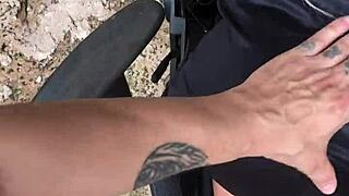 wife gifts hubby blonde stepdaughter sex doll outdoor