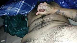 Darius Andino strokes furiously until he cums hard all over