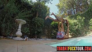 sexy big ass african babe stretches body then throat on deep face fuck