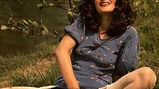 Dark Lantern spotlights vintage nature girls in retro outdoors