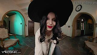 Lady Dimitrescu cosplay busty brunette riding cock in VR Resident Evil?