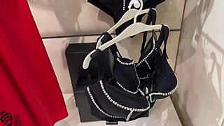 WOW! MILF MOMMY MASTURBATES IN CHANGING ROOM TRYING DIRTY UNDERWEAR!!