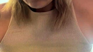 gym sweat drips from hard nipples wet pussy public