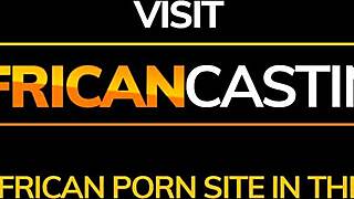 Tight native black babe spreads ass for rough casting anal blowjob interview