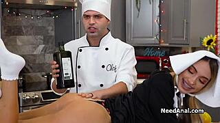 assistant, lucky chef fucks your oiled ass with toys