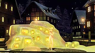 Kagamine Rin looks stunning in her full nude snowman Project Diva mod with big assets.