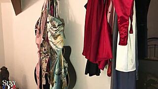 white milf in satin dress panties doggy pov ass to mouth