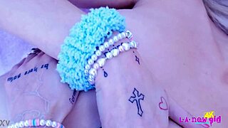 a cute blonde goes naked for close-up photoshoot