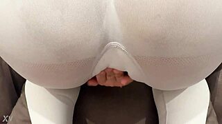 perfect round asian ass shows off that puffy cameltoe up close