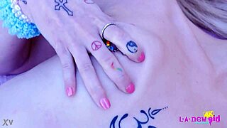 a cute blonde goes naked for close-up photoshoot