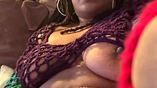 watch this wap ebony squirt solo then ride homemade dildo on big clit!