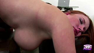 Redhead in heels and stockings rides cock cowgirl before big tits creampie finish