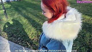 Wanna risk public restroom fuck with this big-tits redhead slut stranger?