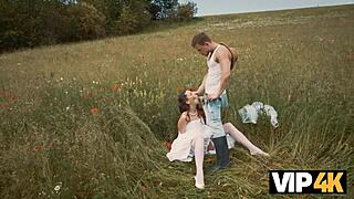 vip4k. city stud breeds country bride's tight pussy outdoors