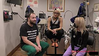 behind the scenes nurse channy crossfire humiliates patient with latex gloves pussy spreading in hospital