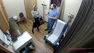 behind the scenes nurse channy crossfire humiliates patient with latex gloves pussy spreading in hospital