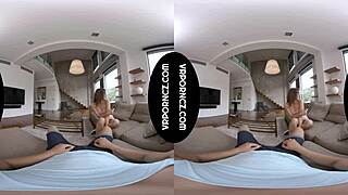 VR sexy tattooed Czech brunette Mina blows you hard!