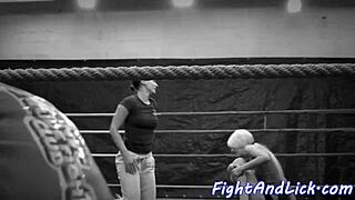 Lesbian babes 69 wild after wrestling bout?