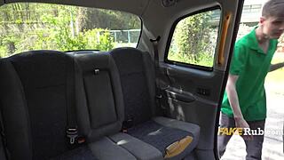 Shy milf taxi driver blows virgin then rides him hard