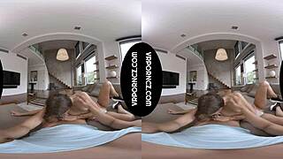 VR sexy tattooed Czech brunette Mina blows you hard!