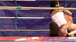 euro babes wrestle hot backstage turning lesbian