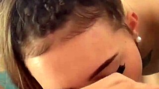 Petite brunette model rims, deepthroats, takes messy facial on natural tits.