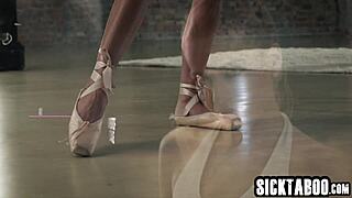 petite ballerina eveline dellai kisses toes and gets pussy fucked