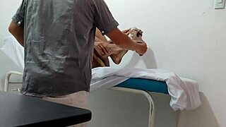 Doctor gives special sensual massage and attention to patient in hospital