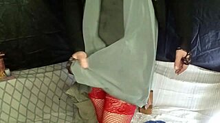 latina milf sucks off boy in girl clothes then takes creampie load