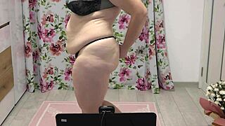 juicy russian pawg milf shakes fat ass in thongs for webcam fetish