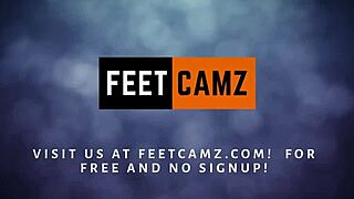 beautiful girl teases feet on cam joi session