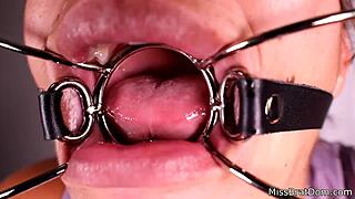 Mouth Fetish Milf Gagged Choked in Closeup BDSM