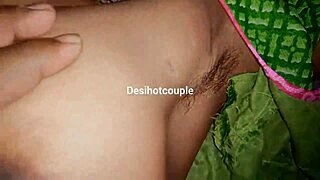 desi indian village bhabhi poses nude in green saree at ranch