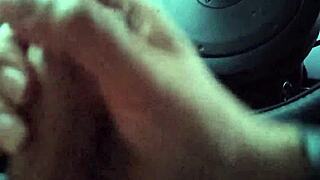 Pov latina milf handjob sucking cock outdoors in public