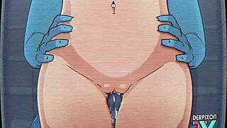 cartoon character undergoes intense training session