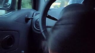 Pov latina milf handjob sucking cock outdoors in public