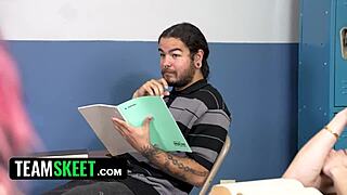 kimmy star cheerleader nerd in glasses skirt moans on desk cock fantasy sexy teen cheer