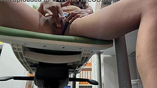 She gets caught masturbating in office for huge ass rimjob