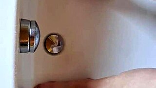 Washing dirty mature german feet in tub teases you