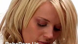 blonde cutie teases black cock before horny interracial pounding