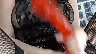 gaucholuiz stretches santinha's tight teen ass with dildo double penetration