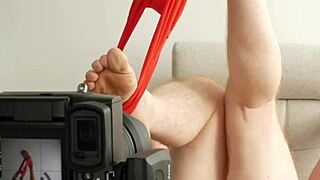 i tease the camera posing before ripping off my red panties