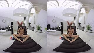Cute Brunette Teen Kristy Masturbates Close-Up in VR